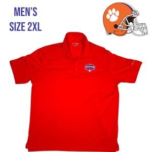 Clemson Tigers Football National Champs Polo‎ Shirt Men 2XL Orange Columbia Golf